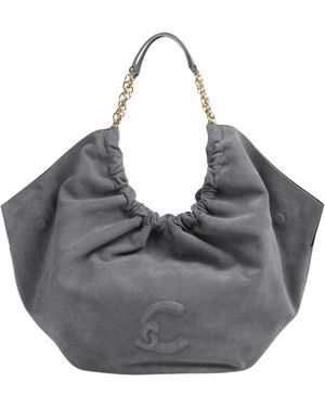 Coccinelle Smash Ruched Suede Tote Bag - Grey
