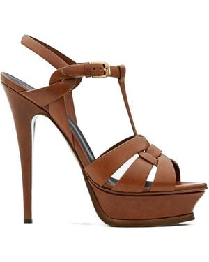 Saint Laurent Tribute Platform Sandals - Brown