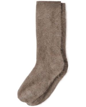 Lisa Yang Brushed-Cashmere Socks - Brown