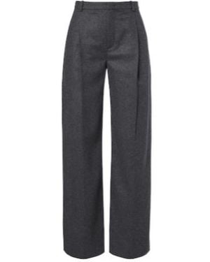 Vince Wool-Blend Flannel Wide-Leg Pants - Gray