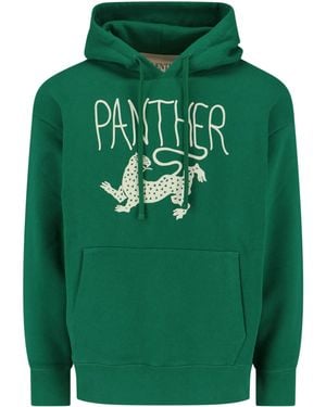 Valentino Animal Printed Drawstring Hoodie - Green