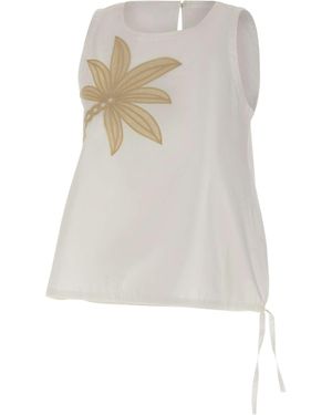 Kaos Embroidered Palm Drawstring Top - White