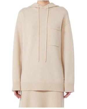 Max Mara Liana Drawstring Knitted Hoodie - Natural