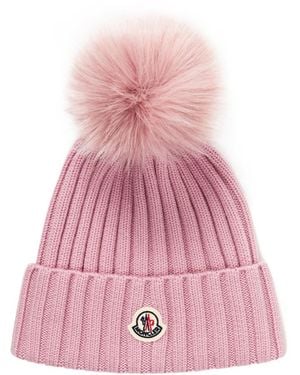 Moncler Pom-Pom Knit Beanie - Pink