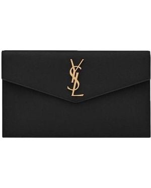 Saint Laurent Medium Monogram Plaque Pouch - Black