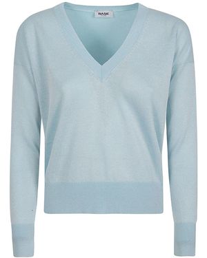 Baserange V-Neck Long-Sleeved Jumper - Blue