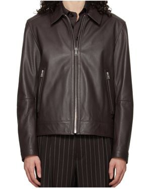 BOSS Long Sleeve Leather Jacket - Black