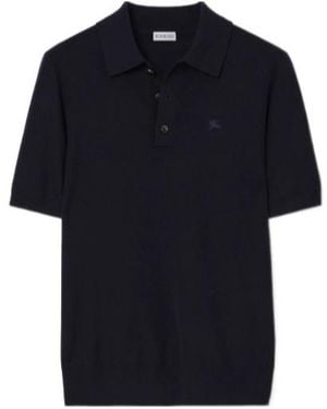 Burberry Ekd Embroidered Knitted Polo Shirt - Black