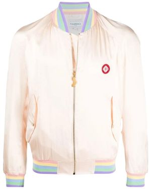 CASABLANCA Silk Logo-Embroidered Bomber Jacket - Pink
