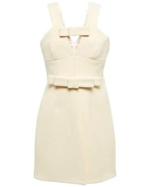 Jil Sander Bow-Detail Wool-Blend Minidress - Natural