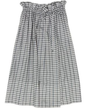 Jil Sander Checked Ruched Skirt - Grey