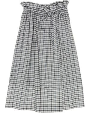 Jil Sander Checked Ruched Skirt - Grey