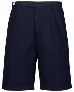 Brunello Cucinelli Pleated Cotton Shorts - Blue