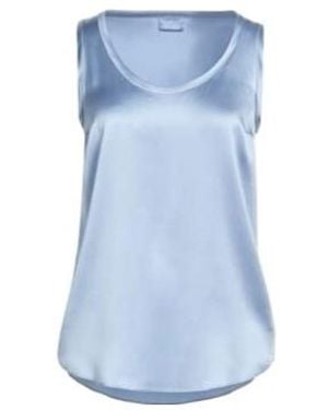 Brunello Cucinelli Solid-Color Satin Sleeveless Top - Blue