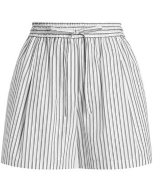 Dolce & Gabbana Striped Cotton And Silk-Blend Drawstring Shorts - Gray