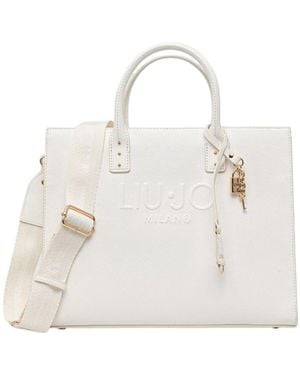 Liu Jo Better Logo Charm Medium Tote Bag - Natural