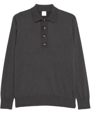 Eleventy Long-Sleeve Polo Shirt - Black