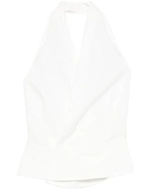 St. Agni Halter Tie-Back Top - White