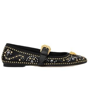 Versace Studded La Medusa Ballerinas - Black