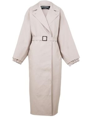 Jacquemus Lapel Long-Sleeved Trench Coat - Natural