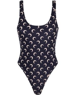 Marine Serre Moon Printed One Piece Swimsuit - Blue