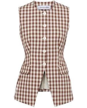 Veronica Beard Lois Gingham Seersucker Top - Multicolor