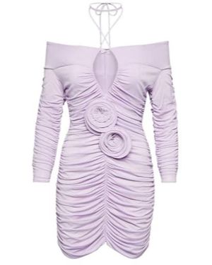 Magda Butrym Ruched Off-Shoulder Minidress - Purple