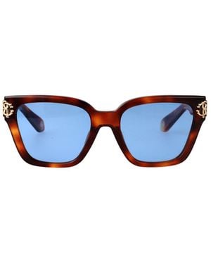 Roberto Cavalli Logo-Plaque Sunglasses - Blue