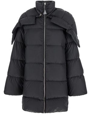 Moncler 'Cyclopic' Down Jacket With Removable Hood And Logo Patch - Black