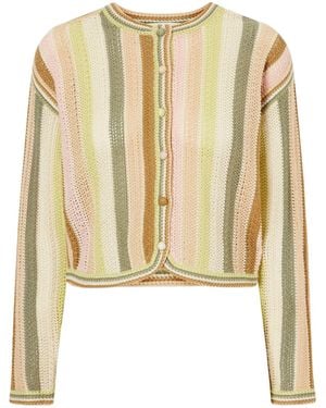 Zimmermann Indra Stripe Crochet Cardigan - Metallic