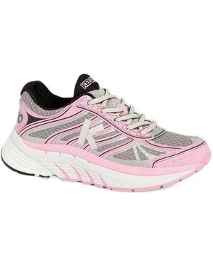 KENZO Logo Printed Lace-Up Runner Sneakers - Pink