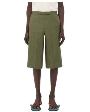 Bottega Veneta Compact Cotton Shorts - Green