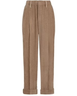 Brunello Cucinelli Fluid Corduroy Baggy Sartorial Pants - Brown