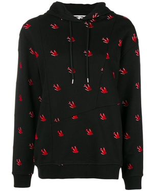 McQ Swallow Printed Hooded Jumper - Black