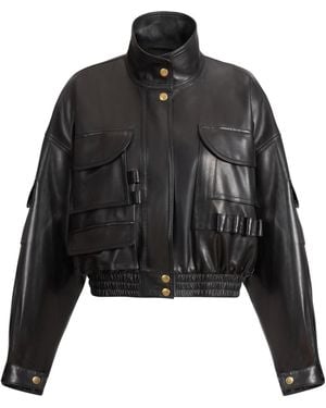 Balmain Lambskin Bomber Jacket - Black