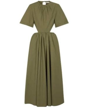 Deveaux New York Cutout Poplin Midi Dress - Green