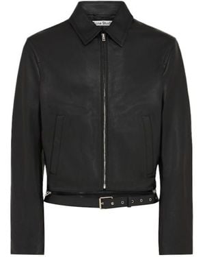 Acne Studios Leather Jacket W/ Zipped Belt - Black