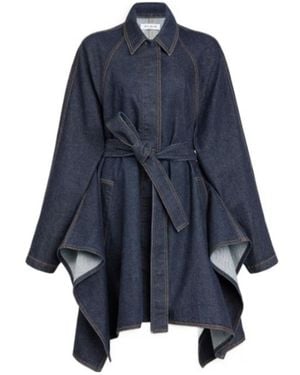 Alaïa Paneled Belted Denim Jacket - Blue