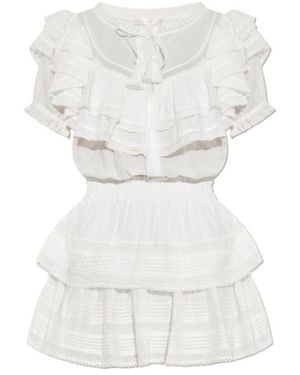 LoveShackFancy Liv Ruffled Mini Dress - White