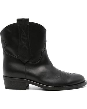 Via Roma 15 Leather Ankle Boots - Black