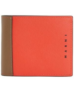 Marni Logo Detailed Bi-Fold Wallet - Red