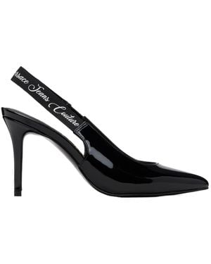 Versace Jeans Couture Couture Logo Printed Slingback Court Shoes - Black