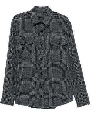 Brioni Prince Of Wales Check Wool Shirt - Black