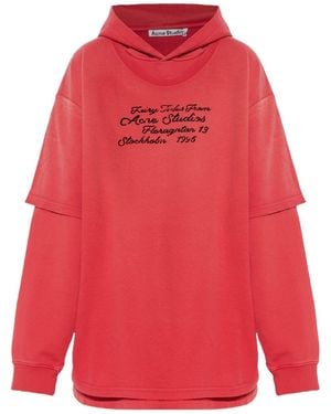 Acne Studios Long-Sleeved Hooded Sweatshirt - Red