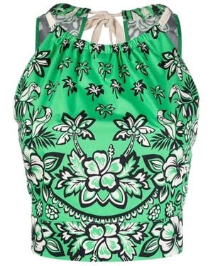 RED Valentino Floral-Printed Top - Green