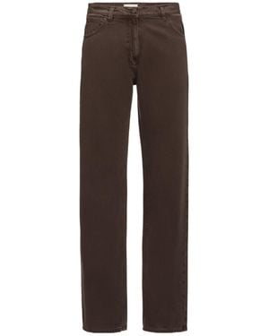 Magda Butrym Denim Mid-Waist Straight-Leg Jeans - Brown