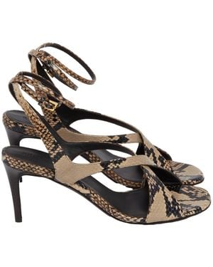 KHAITE Round-Toe High-Heeled Sandals - Metallic