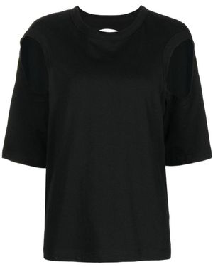 Dion Lee Circular Ribbed-Detail T-Shirt - Black
