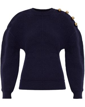 Lanvin Balloon Sleeved Ribbed Sweater - Blue