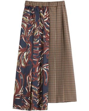 Weekend by Maxmara Houndstooth Wool Pleated Skirt - Brown